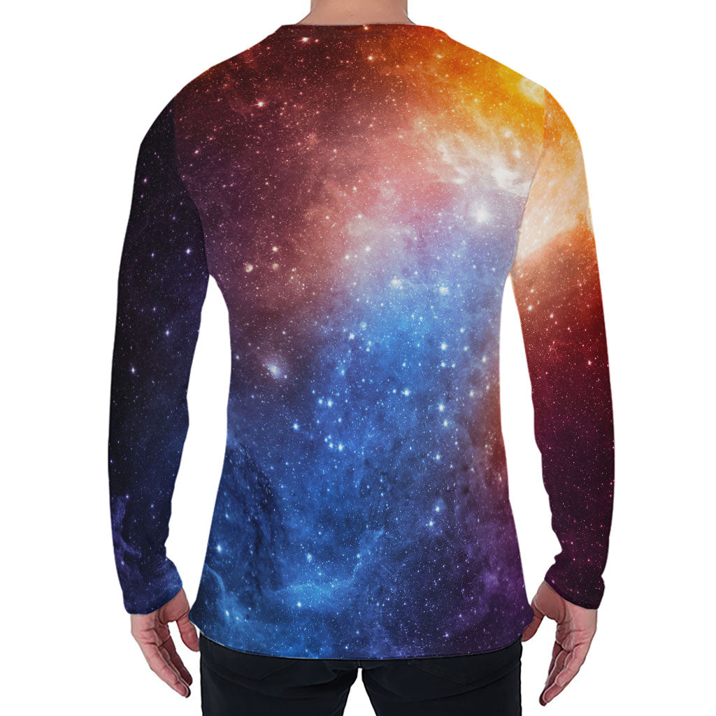 Fiery Universe Nebula Galaxy Space Print Men's Long Sleeve T-Shirt