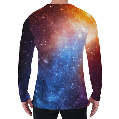 Fiery Universe Nebula Galaxy Space Print Men's Long Sleeve T-Shirt