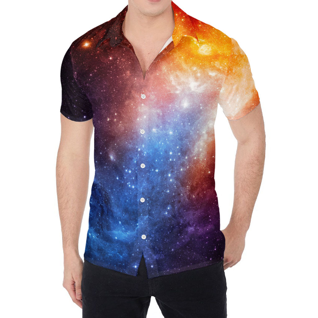 Fiery Universe Nebula Galaxy Space Print Men's Shirt