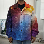 Fiery Universe Nebula Galaxy Space Print Men's Shirt Jacket