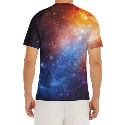 Fiery Universe Nebula Galaxy Space Print Men's Short Sleeve Rash Guard