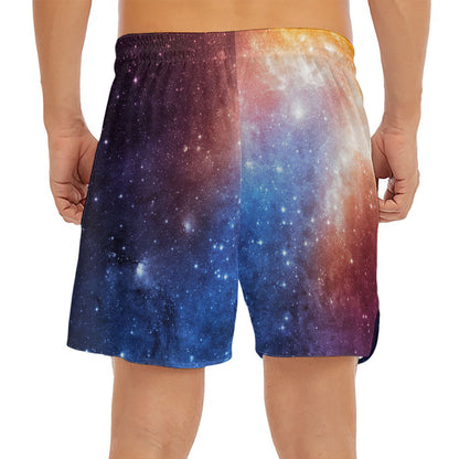 Fiery Universe Nebula Galaxy Space Print Men's Split Running Shorts