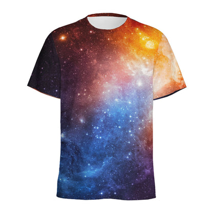 Fiery Universe Nebula Galaxy Space Print Men's Sports T-Shirt