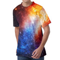 Fiery Universe Nebula Galaxy Space Print Men's Velvet T-Shirt