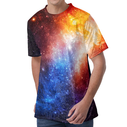 Fiery Universe Nebula Galaxy Space Print Men's Velvet T-Shirt