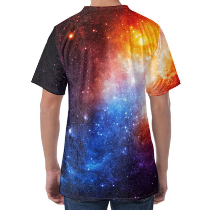 Fiery Universe Nebula Galaxy Space Print Men's Velvet T-Shirt