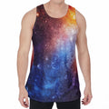 Fiery Universe Nebula Galaxy Space Print Men's Velvet Tank Top