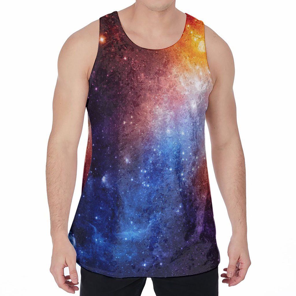 Fiery Universe Nebula Galaxy Space Print Men's Velvet Tank Top