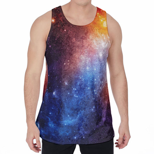 Fiery Universe Nebula Galaxy Space Print Men's Velvet Tank Top
