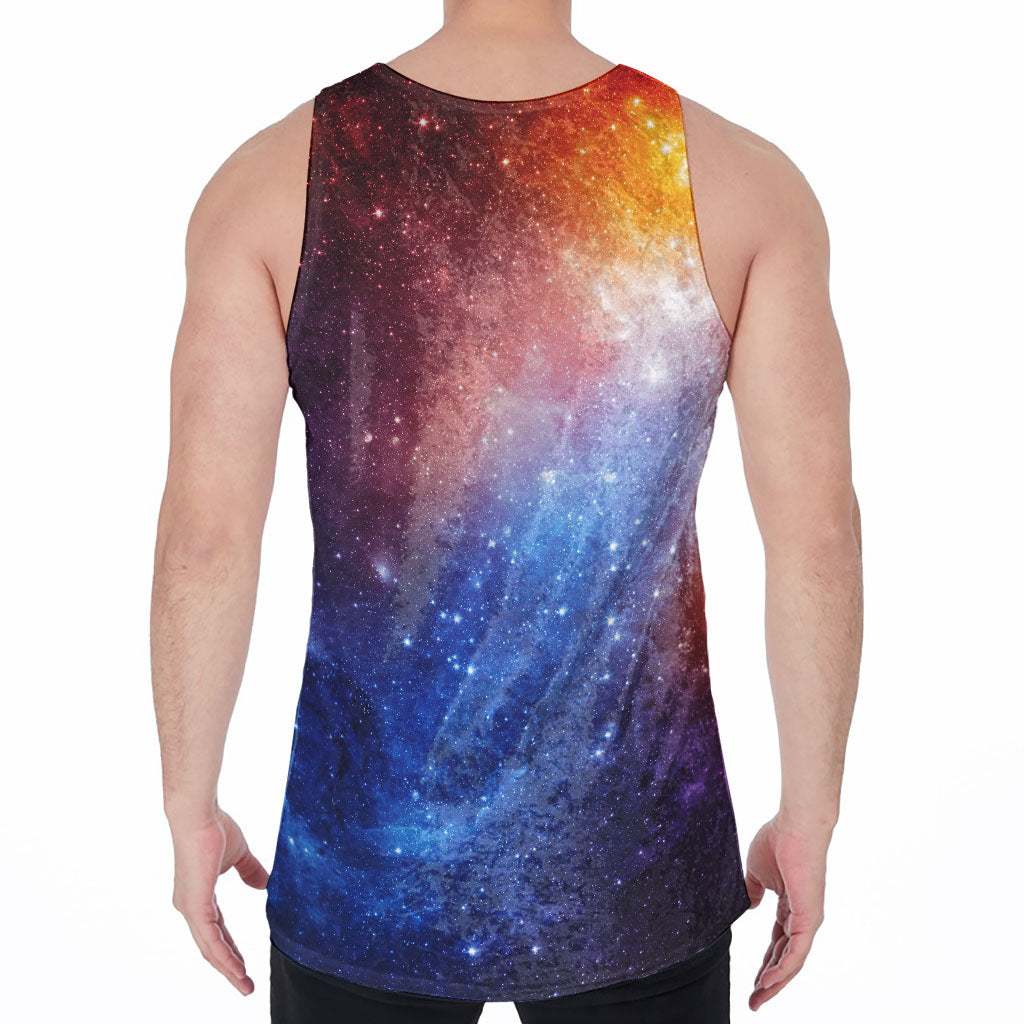 Fiery Universe Nebula Galaxy Space Print Men's Velvet Tank Top