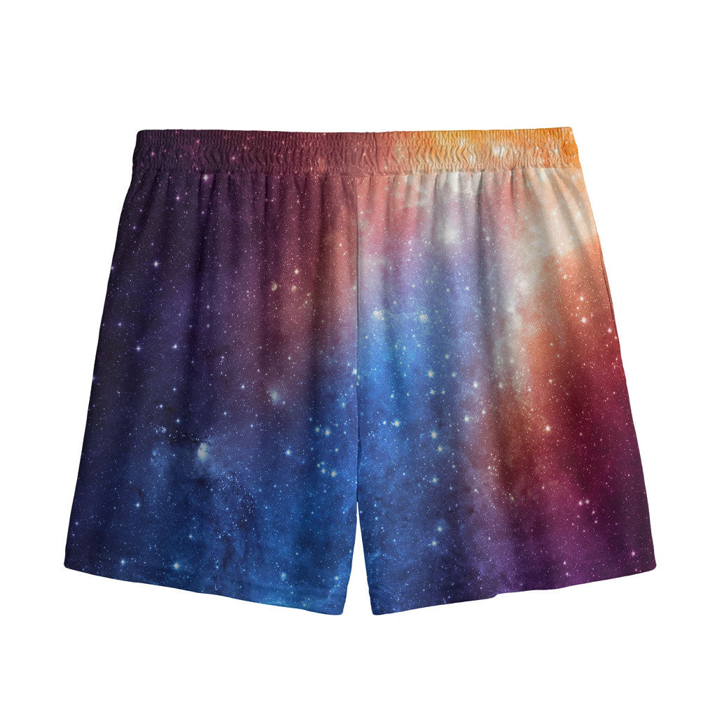 Fiery Universe Nebula Galaxy Space Print Mesh Shorts