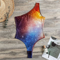 Fiery Universe Nebula Galaxy Space Print One Shoulder Bodysuit