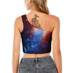 Fiery Universe Nebula Galaxy Space Print One Shoulder Crop Top