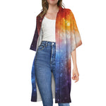 Fiery Universe Nebula Galaxy Space Print Open Front Beach Cover Up