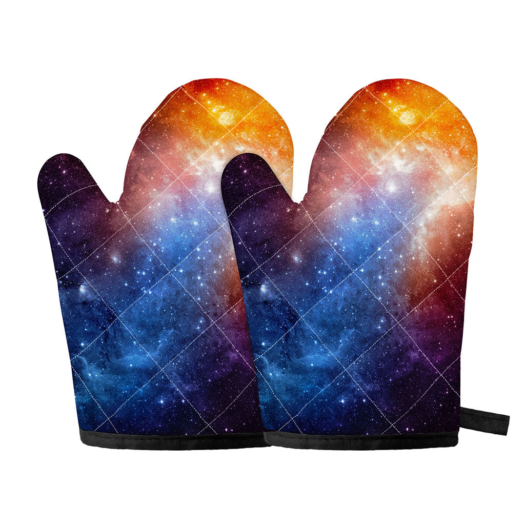 Fiery Universe Nebula Galaxy Space Print Oven Mitts