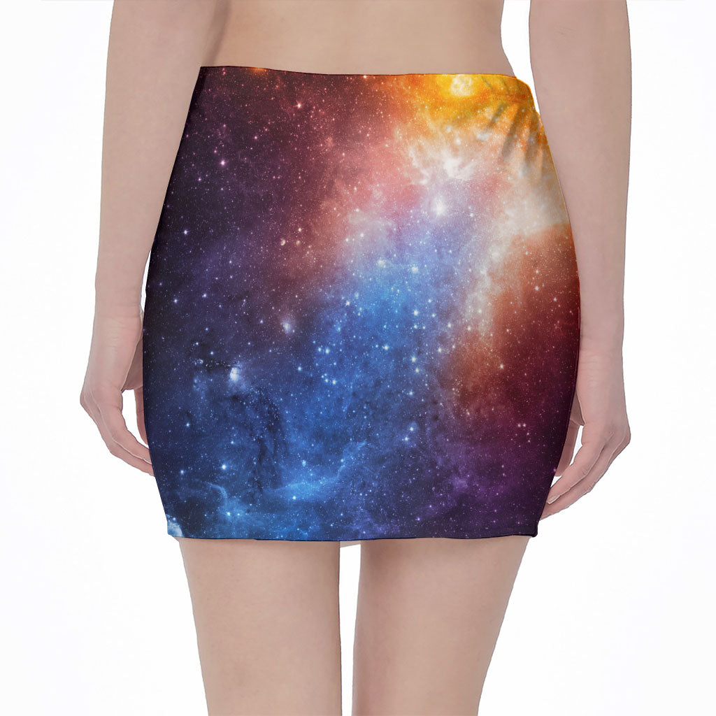 Fiery Universe Nebula Galaxy Space Print Pencil Mini Skirt