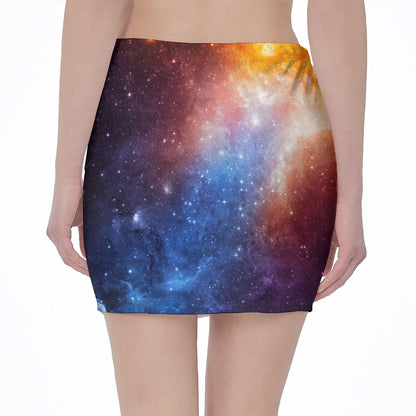 Fiery Universe Nebula Galaxy Space Print Pencil Mini Skirt