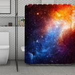 Fiery Universe Nebula Galaxy Space Print Polyester Shower Curtain