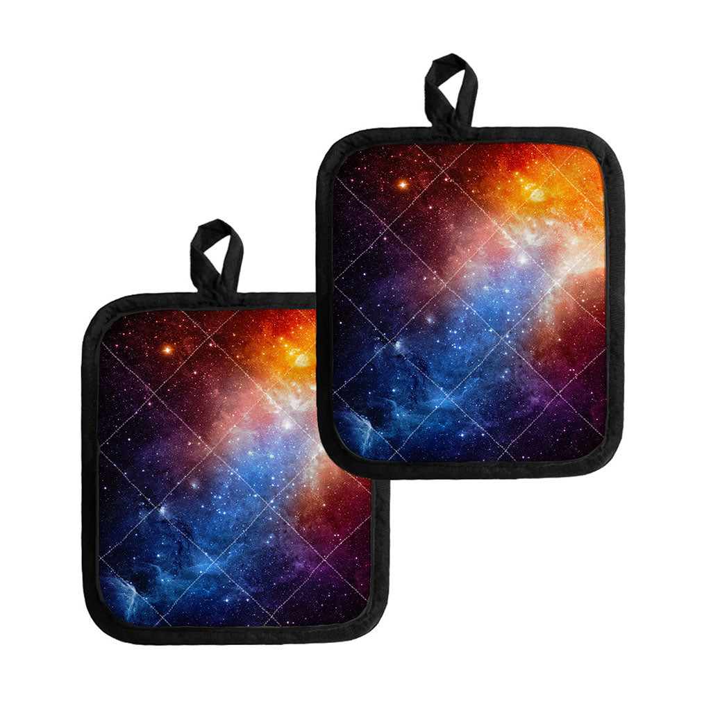 Fiery Universe Nebula Galaxy Space Print Pot Holders