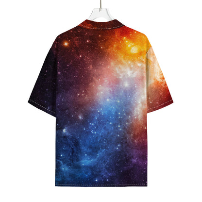 Fiery Universe Nebula Galaxy Space Print Rayon Hawaiian Shirt