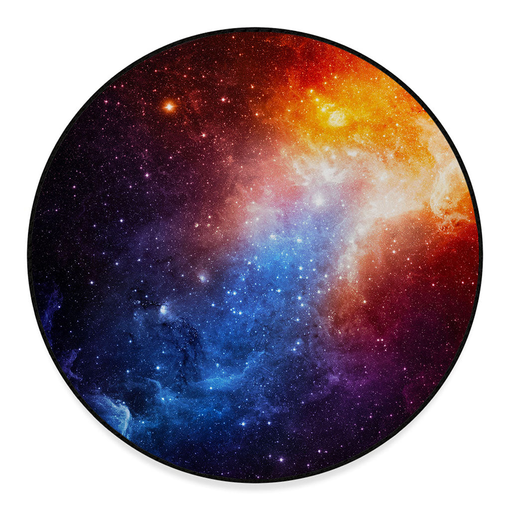 Fiery Universe Nebula Galaxy Space Print Round Floor Mat