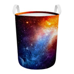 Fiery Universe Nebula Galaxy Space Print Round Laundry Basket