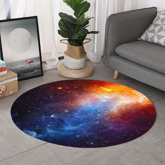 Fiery Universe Nebula Galaxy Space Print Round Rug