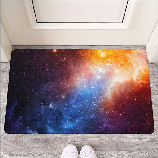 Fiery Universe Nebula Galaxy Space Print Rubber Doormat