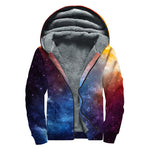 Fiery Universe Nebula Galaxy Space Print Sherpa Lined Zip Up Hoodie