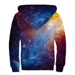 Fiery Universe Nebula Galaxy Space Print Sherpa Lined Zip Up Hoodie