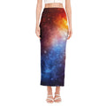 Fiery Universe Nebula Galaxy Space Print Side Slit Maxi Skirt