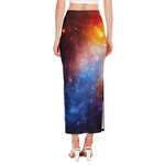 Fiery Universe Nebula Galaxy Space Print Side Slit Maxi Skirt