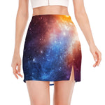 Fiery Universe Nebula Galaxy Space Print Side Slit Mini Skirt