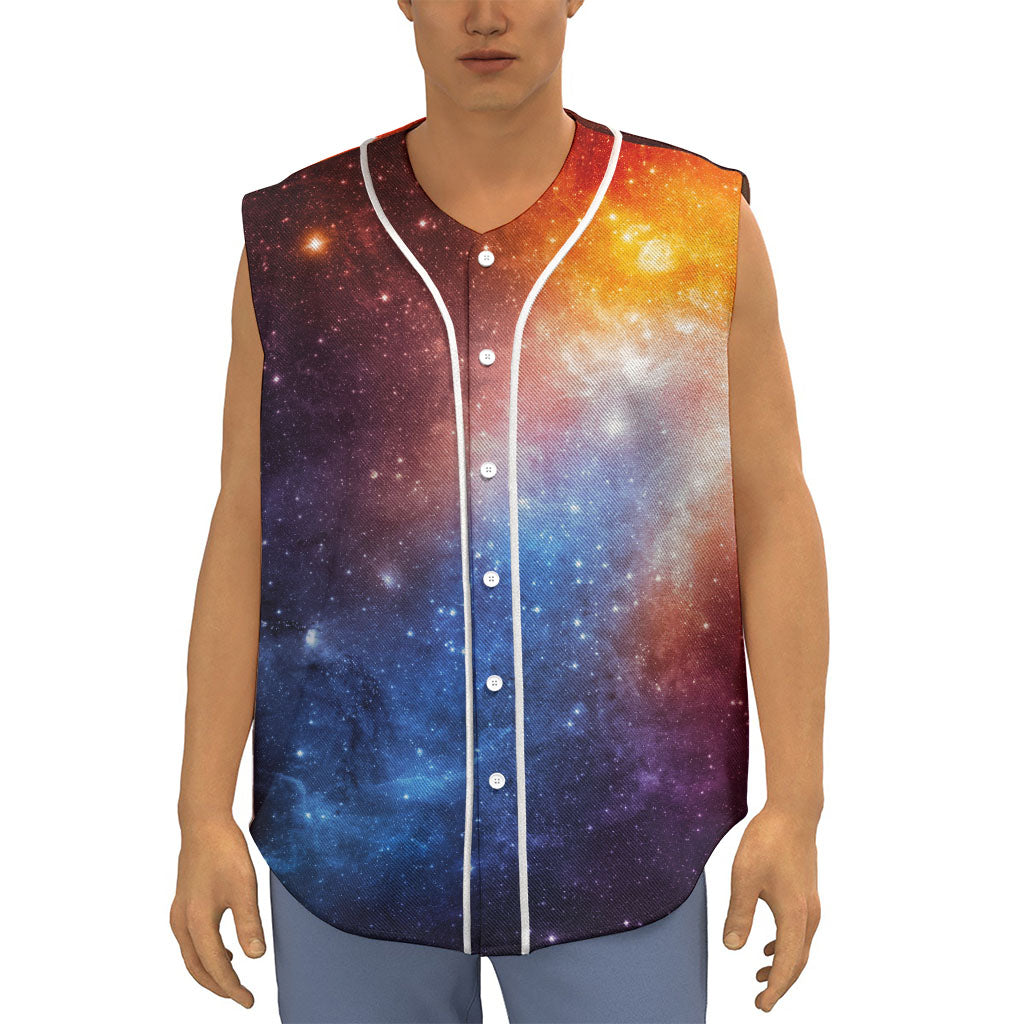 Fiery Universe Nebula Galaxy Space Print Sleeveless Baseball Jersey
