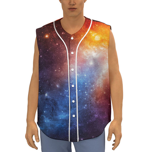 Fiery Universe Nebula Galaxy Space Print Sleeveless Baseball Jersey