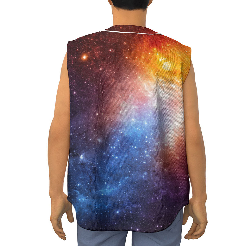 Fiery Universe Nebula Galaxy Space Print Sleeveless Baseball Jersey