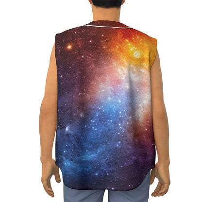 Fiery Universe Nebula Galaxy Space Print Sleeveless Baseball Jersey