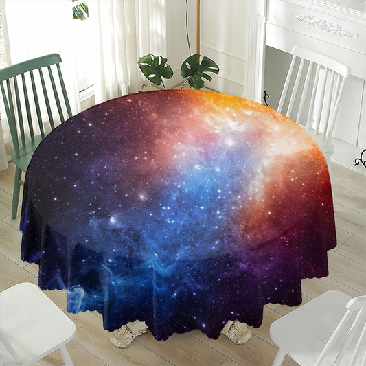 Fiery Universe Nebula Galaxy Space Print Waterproof Round Tablecloth