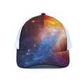 Fiery Universe Nebula Galaxy Space Print White Mesh Trucker Hat