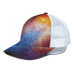 Fiery Universe Nebula Galaxy Space Print White Mesh Trucker Cap