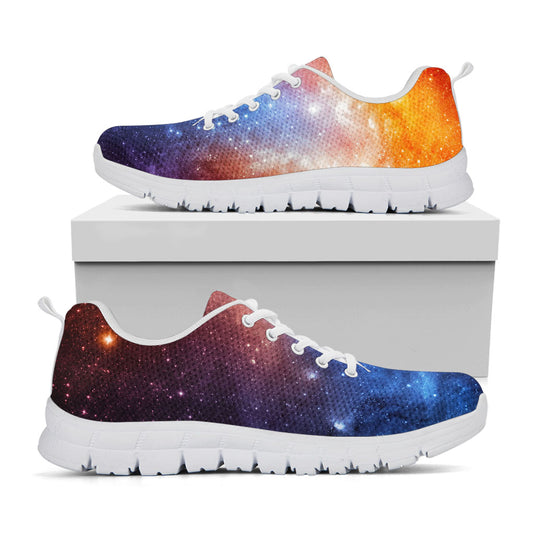 Fiery Universe Nebula Galaxy Space Print White Running Shoes
