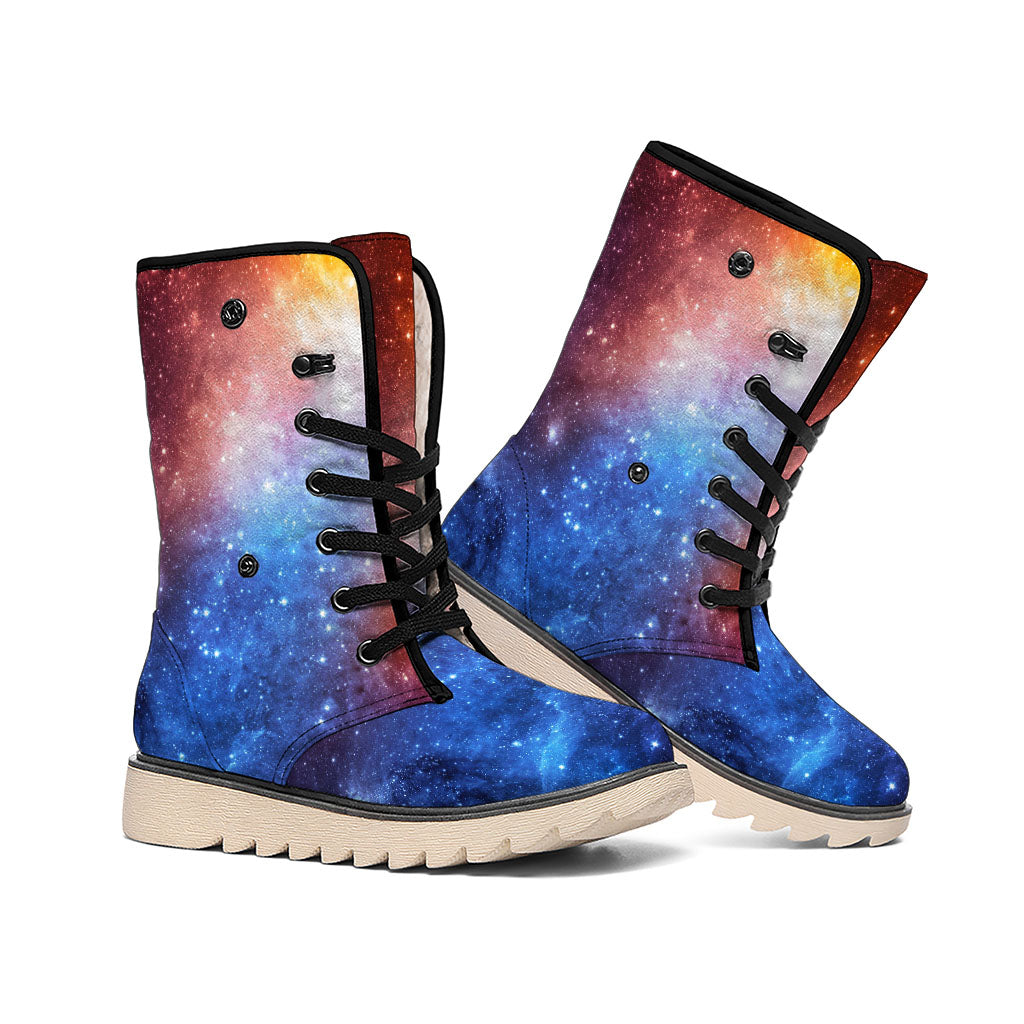 Fiery Universe Nebula Galaxy Space Print Winter Boots