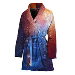 Fiery Universe Nebula Galaxy Space Print Women's Bathrobe