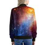 Fiery Universe Nebula Galaxy Space Print Women's Bomber Jacket