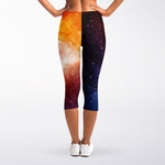 Fiery Universe Nebula Galaxy Space Print Women's Capri Leggings