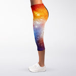 Fiery Universe Nebula Galaxy Space Print Women's Capri Leggings