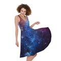 Fiery Universe Nebula Galaxy Space Print Sleeveless Knee Length Dress