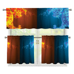 Fire And Ice Dragons Print 3 Piece Kitchen Curtains