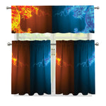 Fire And Ice Dragons Print 3 Piece Kitchen Curtains