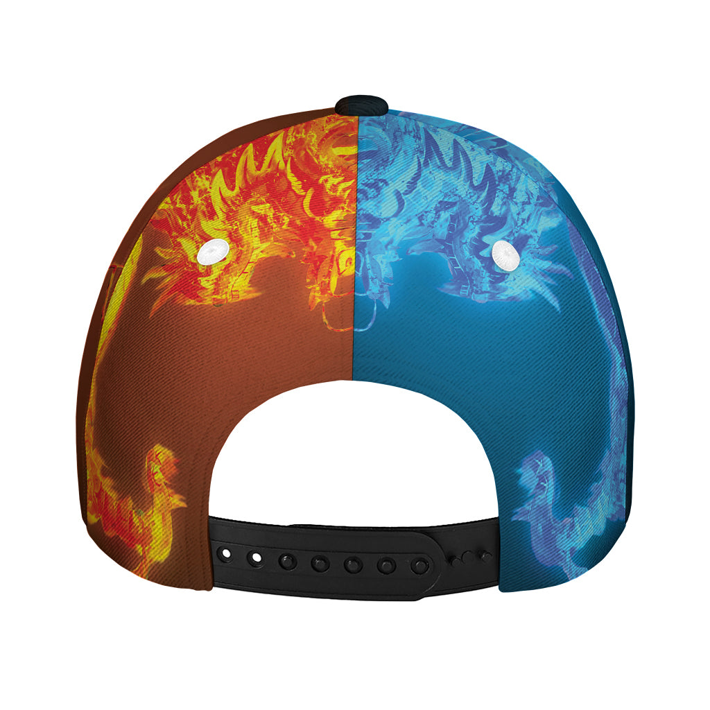 Fire And Ice Dragons Print Baseball Cap